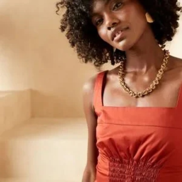 Banana Republic x Harbison Rust Colored Midi Sleeveless Dress Women's  NWT - Picture 3 of 5